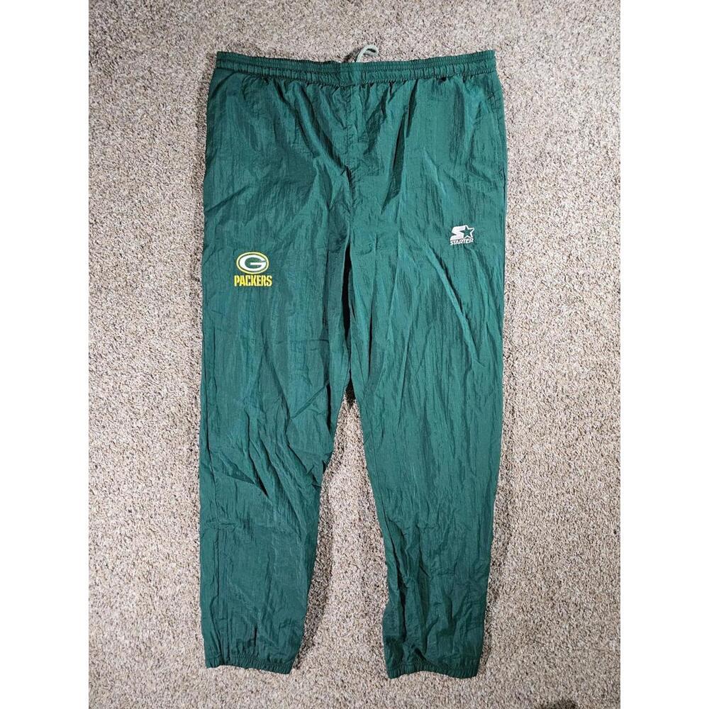 Starter Green Bay Packers Track Windbreaker Pants Ankle Zip